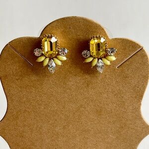 Elegant Yellow and Silver Crystal Earrings
